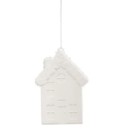 Chalet déco à suspendre Noël blanc H.10 cm x5