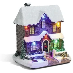Chalet de Noël lumineux 6 LED en résine