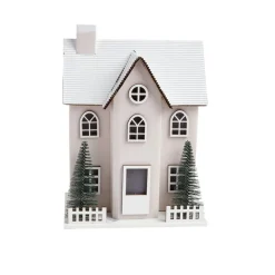 Chalet de Noël lumineux H20,5cm - 2 coloris rouge ou blanc