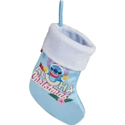 Chaussette de Noël Disney Stitch Aloha Christmas bleu et blanc H27cm
