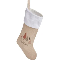 Chaussette de Noël marron et blanche H44cm