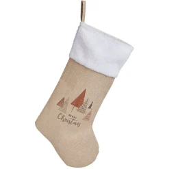 Chaussette de Noël marron et blanche H44cm
