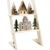 Échelle lumineuse décorative en bois avec village de Noël H31 cm