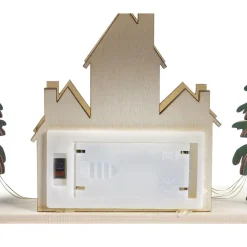 Échelle lumineuse décorative en bois avec village de Noël H31 cm