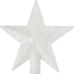 Cimier tête de sapin Noël étoile blanche pailletée
