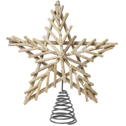 Cimier tête de sapin étoile bois et métal Noël