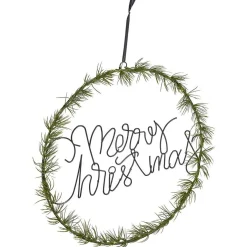 Couronne de Noël lumineuse effet branche de sapin Merry Christmas 20LED blanc chaud Ø36cm