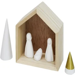 Crèche céramique et bois H15,5cm
