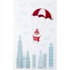 Déco fenêtre électrostatique Père Noël en parachute L33x57 cm