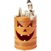 Décoration baril squelette LED orange Ø25xH50cm