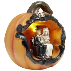 Décoration citrouille lumineuse scène mariage