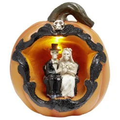 Décoration citrouille lumineuse scène mariage