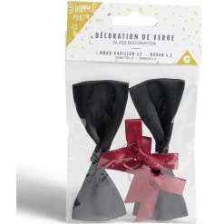 Décoration de verre noeud papillon et ruban x2