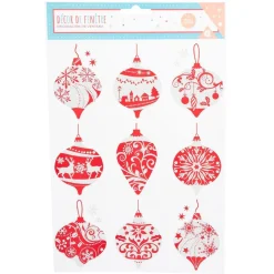 Décoration fenêtre électrostatique boule de Noël rouge et blanche