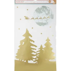Décoration fenêtre Noël électrostatique paysage doré