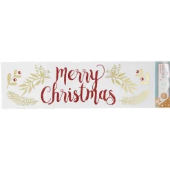 Décoration fenêtre Noël électrostatique Merry Christmas rouge et doré