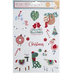 Décoration fenêtre Noël électrostatique Merry Christmas animaux fun