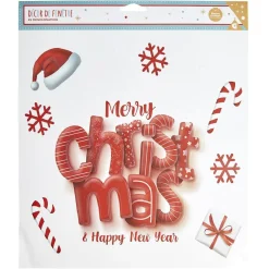 Décoration fenêtre Noël électrostatique Merry Christmas & Happy New Year