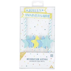Décoration gâteau Joyeux anniversaire et étoiles