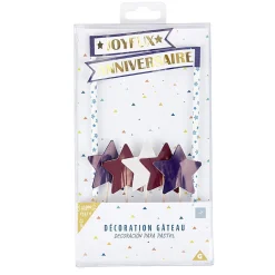 Décoration gâteau Joyeux anniversaire et étoiles