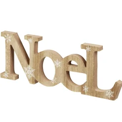 Décoration Mot "Noël" à poser mdf motif flocon blanc