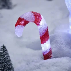 Décoration Noël sucre d'orge à planter LED H27cm