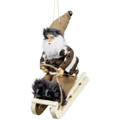 Décoration Père Noël sur luge H13 cm