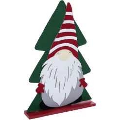Décoration sapin en bois avec pain d'épice ou gnome H50cm