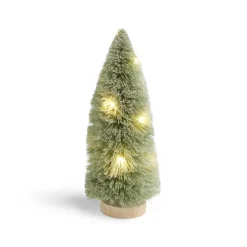 Décoration sapin vert lumineux LED blanc chaud H24cm à piles