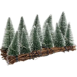 Décoration sapins sur branches 10 LED blanc chaud L.20,5xl.8xH.11 cm