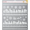 Décoration stickers de Noël motif paysage blanc pailleté 32x31cm