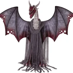 Dragon géant animé et sonore noir et rouge H182cm