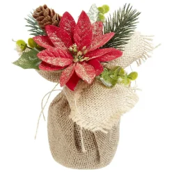 Fleur artificielle de Noël poinsettia rouge