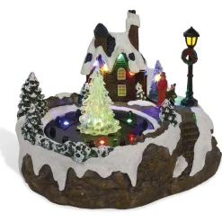 Fontaine à eau lumineuse musicale avec scène Village de Noël