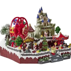 Fête foraine lumineuse animée musicale 58LED carrousel village de Noël