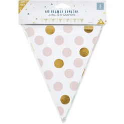 Guirlande à fanions à poids et rayée rose, bleu et doré