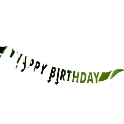 Guirlande anniversaire Happy Birthday dinosaure aluminium vert 2,5m