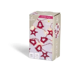 Guirlande d'intérieur sapins et étoiles 20 LED blanc chaud 1,9m