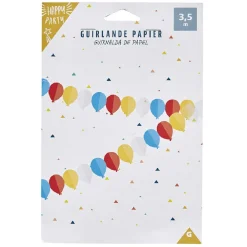 Guirlande en papier Circus rouge, jaune, bleu et blanc