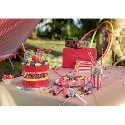 Guirlande en papier Circus rouge, jaune, bleu et blanc