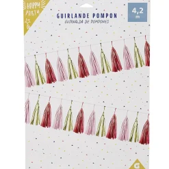 Guirlande pompon en papier rose et jaune