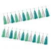 Guirlande pompon papier bleu vert gris argenté 4,2 m