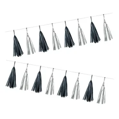 Guirlande pompon papier gris et noir 4,2 m