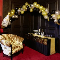 Kit arche de ballons noir doré argenté 5m