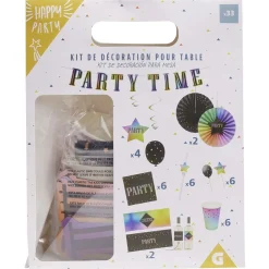 Kit décoration et vaisselle jetable Party multicolore 6 personnes
