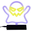 Lampe néon Halloween fantôme jaune et violet 21xH21cm