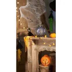 Lanterne lumineuse Halloween à suspendre ronde en papier