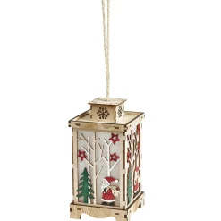 Lanterne lumineuse intérieur en bois décor Noël