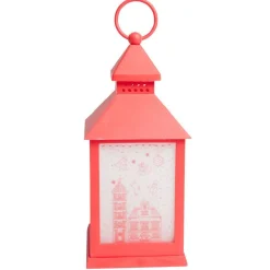 Lanterne rouge lumineuse 1LED blanc chaud H23cm