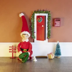 Lot de 8 accessoires "entrée" en bois pour lutin farceur L20x14x4cm